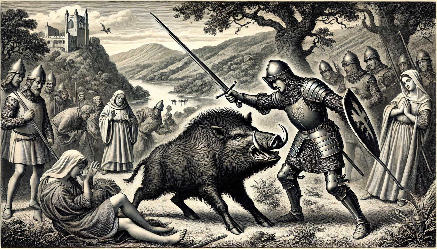 Sir Richard de Gilpin fights the Wild Board of Westmorland in 1207